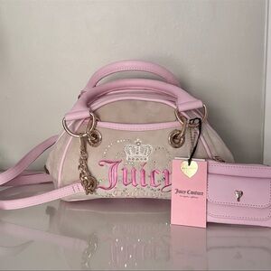 Juicy Couture Pink Dreamy Bowler Bag with Strap & Coin Purse/Wallet